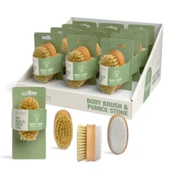 *35127 Idc Institute Natural Fibers Double Bristle Body Brush & Pumice Stone Διπλό Βουρτσάκι Σώματος  9 x 4,5 x 6cm
