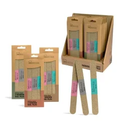 *35130 IDC Natural Fibers Nail File Set - 3 Χάρτινες Λίμες Νυχιών 2 Επιφανειών 5 Τραχύτητες 18cm