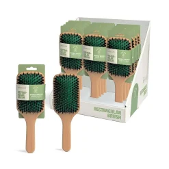 *35124 IDC Institute Double Bristle Rectangular Hair Brush Wooden - Βούρτσα Μαλλιών με Διπλή Τρίχα Ξύλινη 26 x 8,5cm
