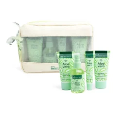 *44157 IDC Institute Aloe Vera Series Cosmetic Bag Travel Set 5pcs - Σετ Περιποίησης Σώματος σε Νεσεσέρ 21x 15x 5cm