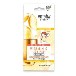 *1625 Victoria Beauty Vitamin C Age Pro Revitalizing Sheet Mask Vegan Μάσκα Προσώπου Πανί για Λάμψη 20ml