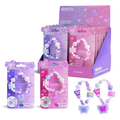 Martinelia Magic Wings Bracelet Lip Balm Strawberry, Lip Balm Πεταλούδα 1,gr & Βραχιολάκι Ηλικίες 3+