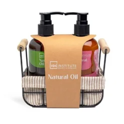 IDC Institute Natural Oil Metal Basket Σετ Μπάνιου - Περιποίησης με Φυτικά Έλαια 2pcs 13 x 16 x 8cm