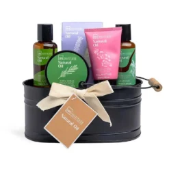 *42228 IDC Institute Natural Oil Tin Basket Σετ Μπάνιου - Περιποίησης με Φυτικά Έλαια 5pcs 20 x 20 x11cm