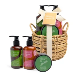 *42229 IDC Institute Natural Oil Basket Σετ Μπάνιου - Περιποίησης με Φυτικά Έλαια 4pcs Φ13 x Η22cm