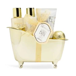 *42255 IDC Scented Bath Gold Bath Tube Set Vanilla & Sandalwood - Σετ Μπάνιου 19 x 19 x 9cm 5pcs