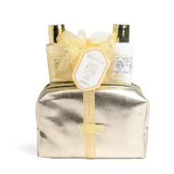 *42260 IDC Scented Bath Gold Cosmetic Bag Set Vanilla & Sandalwood 4pcs 16,5 x 22 x 7,5cm