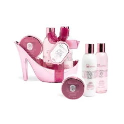 *42281 IDC Scented Bath Rose Cherry Blossom High Heel Shoe Set , Σετ Δώρου W19x H16 x D7cm 4pcs