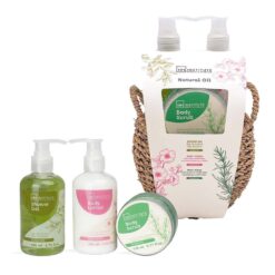 *99338 IDC Institute Natural Oil Wicker Basket Big Σετ Μπάνιου - Περιποίησης με Φυτικά Έλαια 17 x 23 x 14cm 4pcs