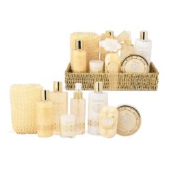IDC Scented Bath Gold Basket Set Vanilla & Bergamot Σετ Δώρου - Περιποίησης 30 x 18 x 14cm 9pcs